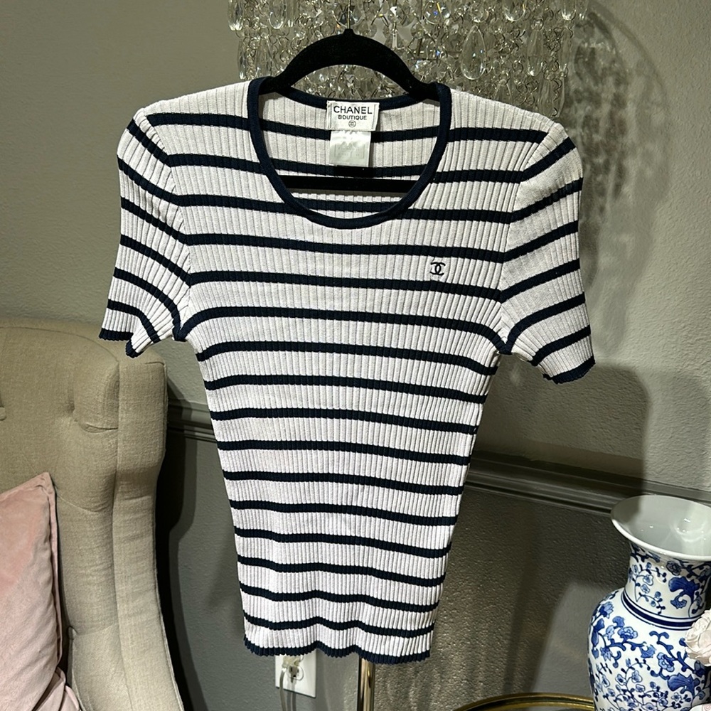 Authentic Chanel Short Sleeve Knit Top